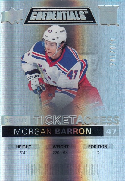 insert RC karta MORGAN BARRON 21-22 Credentials Debut Ticket Access /999